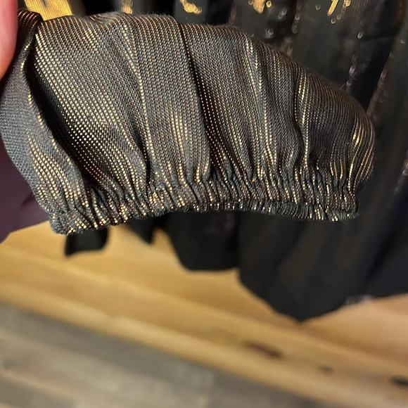 Anthropologie‎ Amadi women’s Merry Metallic Lurex Blouse top Lg Bronze new years - Picture 10 of 10